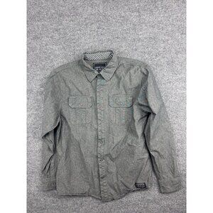 Dravus Snap Up Shirt Men's Large Gray Long Sleeve 100% Cotton Pockets